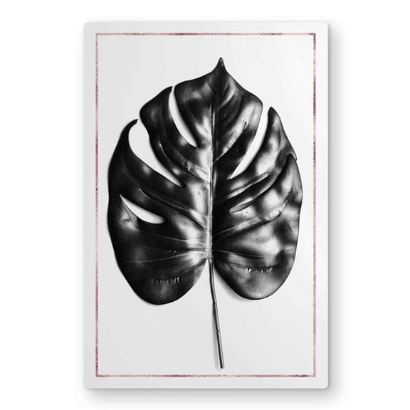 Begin Home Decor C1MP2436GTBNCN 24 x 36 in. Split Leaf Philodendron Rose Line Wall Art - Pink Floral Metal Print