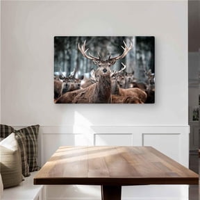 Begin Home Decor C1MP2436NF458R 24 x 36 in. Stags - Holidays Beige Metal Print Wall Art - Elegant Art