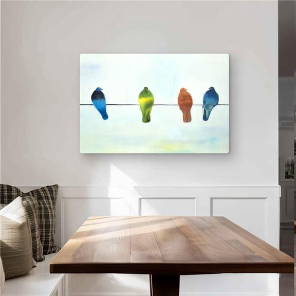 Begin Home Decor C1MP2436T6GPEH 24 x 36 in. Perched Abstract Birds - Contemporary Metal Print Wall Art for Bedroom