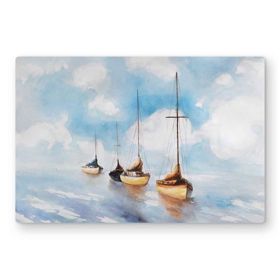Begin Home Decor C1MP2436TLA70O 24 x 36 in. Sailboats in the Sea - Orange Sea Metal Print Wall Art for Home Decor
