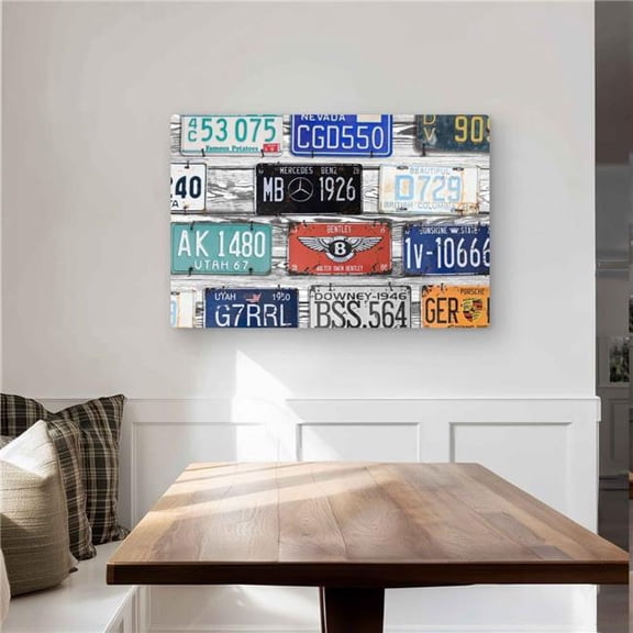 Begin Home Decor C1MP2436XZDAUM 24 x 36 in. Vintage Plates Registration Wall Art - Shapes Industrial Metal Print
