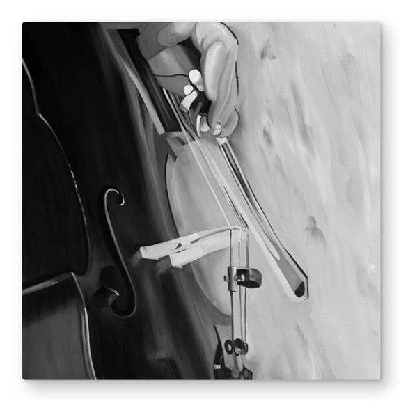Begin Home Decor C1MP32321FAAEC 32 x 32 in. Musician with Cello Mono Colors Wall Art - White Office Metal Print