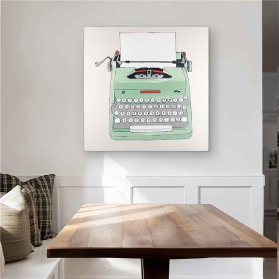 Begin Home Decor C1MP32321M0I27 32 x 32 in. Mint Typewriter - Neo Mint Object Metal Print Wall Art for Home Decor