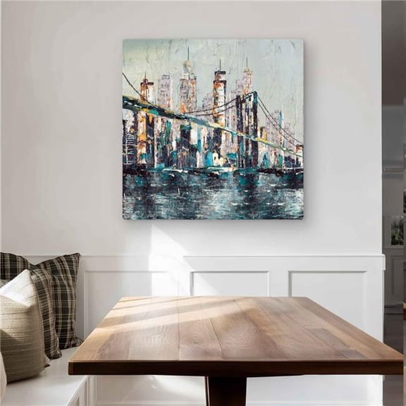 Begin Home Decor C1MP32325YQSY4 32 x 32 in. Abstract & Texturized Bridge Wall Art - Black Architecture Metal Print