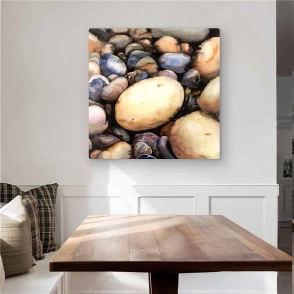 Begin Home Decor C1MP32329PGN8W 32 x 32 in. Beach Pebbles Wall Art - Landscapes Bathroom Metal Print Home Decor