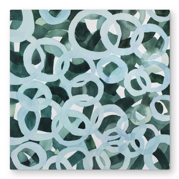 Begin Home Decor C1MP32329PROE8 32 x 32 in. Abstract Circles - Turquoise Bathroom Metal Print Wall Art - Decor