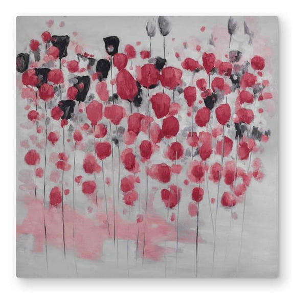 Begin Home Decor C1MP32329UTQSJ 32 x 32 in. Abstract Pink Flowers Field ...