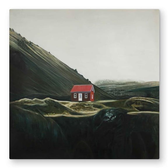Begin Home Decor C1MP3232AHWJXW 32 x 32 in. Isolated Shack - Green Landscapes Metal Print Wall Art for Home Decor