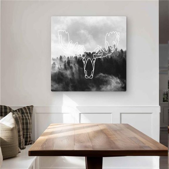 Begin Home Decor C1MP3232C9UN9N 32 x 32 in. Minimalist Moose Head Metal Print Wall Art - Home Decor Animal Art