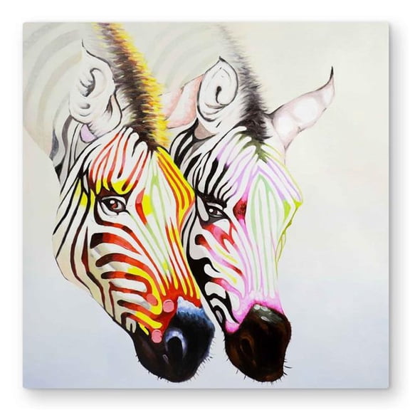 Begin Home Decor C1MP3232FGYGZB 32 x 32 in. Couple of Colorful Zebras - Metal Print Wall Art for Living Room