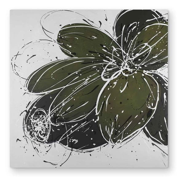 Begin Home Decor C1MP3232FTK8DS 32 x 32 in. Green Flower with Splash Outline Wall Art - Floral Metal Print Decor