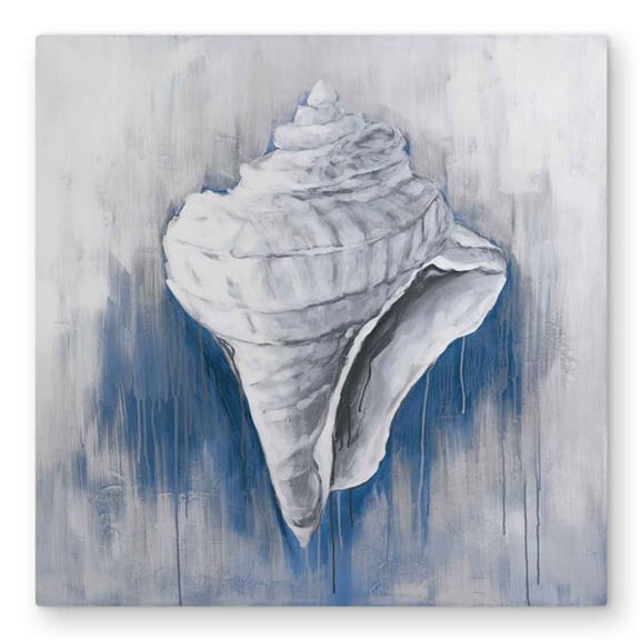 Begin Home Decor C1MP3232HM3B8T 32 x 32 in. Blue Conical Shell Wall Art - Coastal Classic Blue Metal Print Decor
