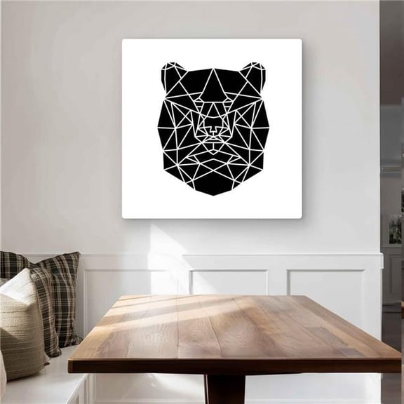 Begin Home Decor C1MP3232IIYSXE 32 x 32 in. Geometric Bear Head Wall Art - Monochrome Wildlife Metal Print Decor