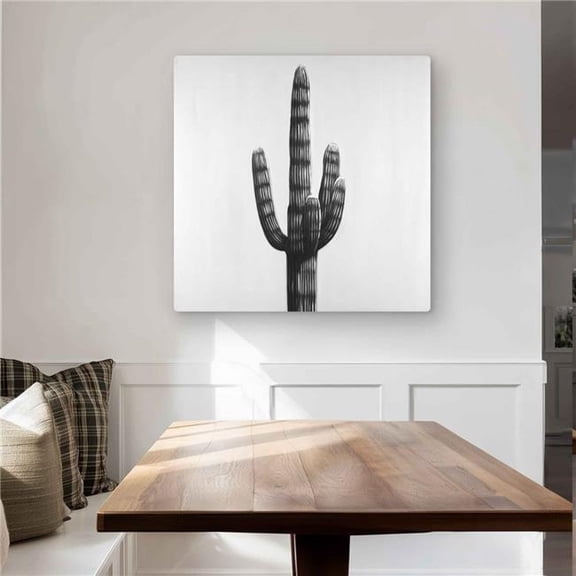 Begin Home Decor C1MP3232IW1F6R 32 x 32 in. Large Cactus - Office Gray Metal Print Wall Art for Home Decor