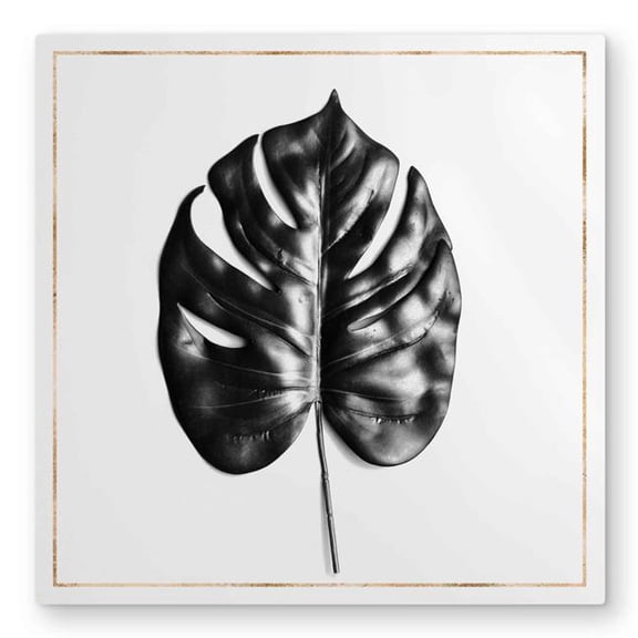 Begin Home Decor C1MP3232KOE4Q8 32 x 32 in. Split Leaf Philodendron Gold Lines Wall Art - Botanical Metal Print