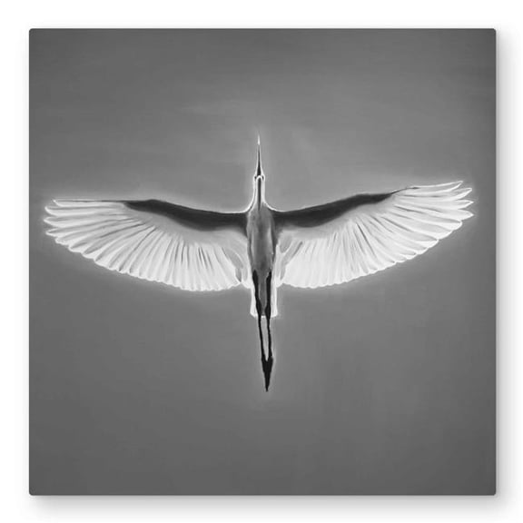 Begin Home Decor C1MP3232L81IVU 32 x 32 in. Great Blue Heron In Flight Wall Art - Bedroom Bird Metal Print Decor