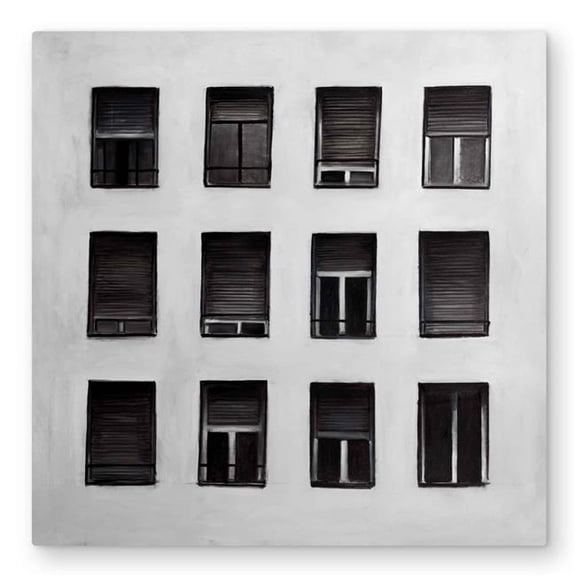 Begin Home Decor C1MP3232MPAG96 32 x 32 in. Windows - Black Office Metal Print Wall Art - Modern Art