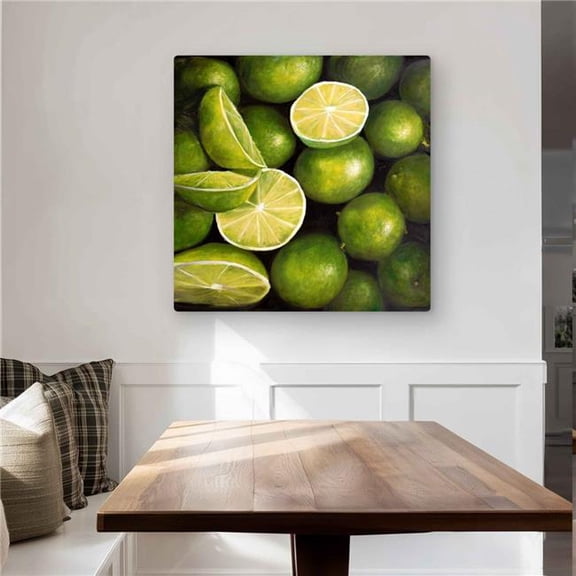 Begin Home Decor C1MP3232OUGLSO 32 x 32 in. Basket of Limes Wall Art - Green Still Life Metal Print