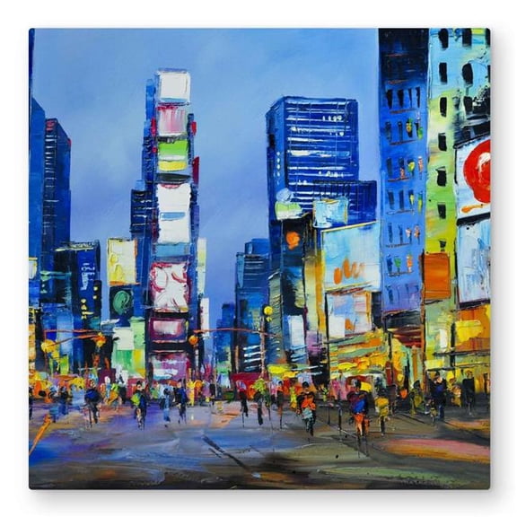 Begin Home Decor C1MP3232PFFW7Y 32 x 32 in. Cityscape In Times Square Wall Art - Retro Woman Metal Print Decor