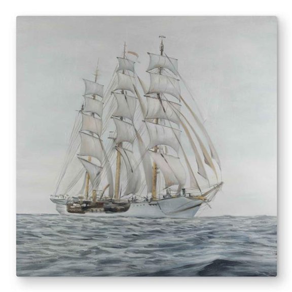 Begin Home Decor C1MP3232PLKRWS 32 x 32 in. Ship by A Cloudy Day - Coastal Marine Metal Print Wall Art - Decor