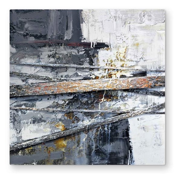 Begin Home Decor C1MP3232SWF1SE 32 x 32 in. Texturized Paint Splashing Stripes Wall Art - Abstract Metal Print