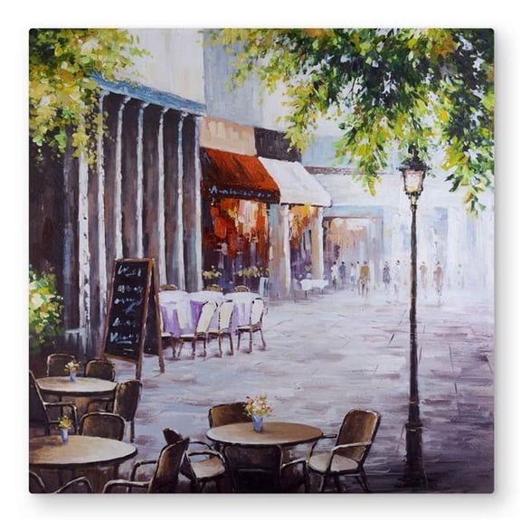 Begin Home Decor C1MP3232T6ZQ42 32 x 32 in. Outdoor Restaurant Wall Art - Romantic Street Scenery Metal Print