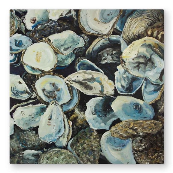 Begin Home Decor C1MP3232UADOIQ 32 x 32 in. Oyster Shells Metal Print Wall Art - Marine Coastal Home Decor