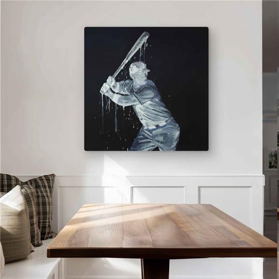 Begin Home Decor C1MP3232XMXRK2 32 x 32 in. Baseball Player Metal Print Wall Art - Sports Man Cave Home Decor