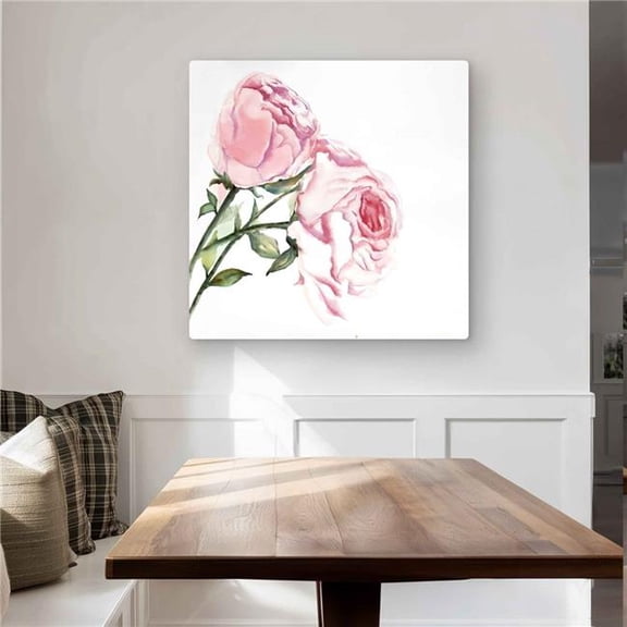 Begin Home Decor C1MP3232XXGVII 32 x 32 in. Watercolor Pink Roses - Romantic Metal Print Wall Art for Home Decor