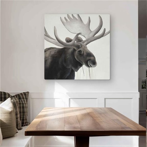 Begin Home Decor C1MP3232YKMCDU 32 x 32 in. Rustic Moose - Rustic Livingroom Metal Print Wall Art for Home Decor