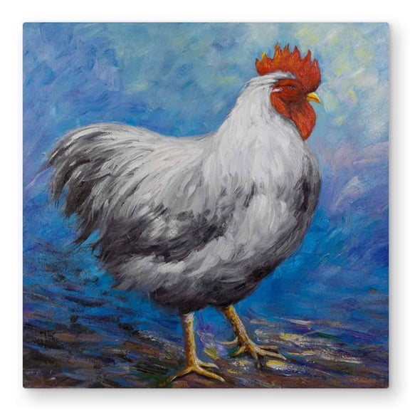Begin Home Decor C1MP3232YVTV52 32 x 32 in. Gray Rooster - Metal Print Wall Art - Animal Kitchen Art