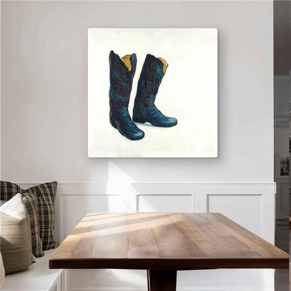 Begin Home Decor C1MP3232ZM7KK0 32 x 32 in. Leather Cowboy Boots Wall Art - Woman Bedroom Metal Print Home Decor