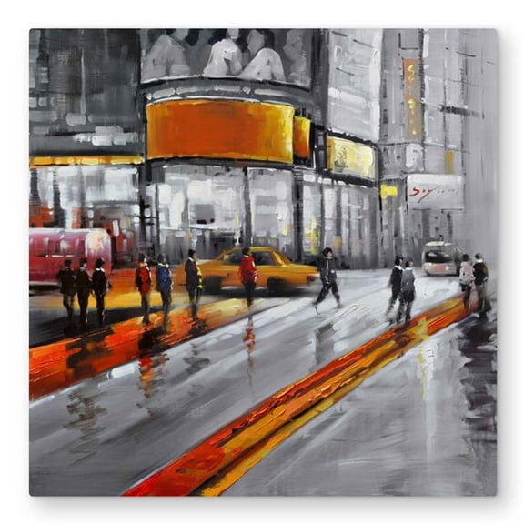 Begin Home Decor C1MP3232ZV96XH 32 x 32 in. Circulation In Times Square Wall Art - Office Woman Metal Print Decor