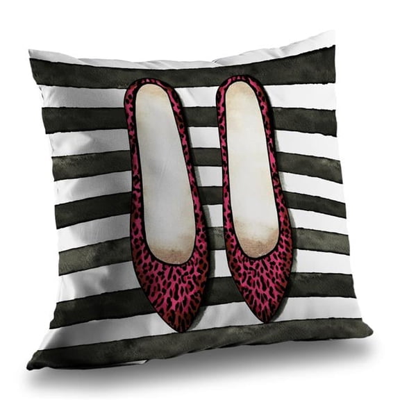 Begin Home Decor C1PC1414DNEFA4 14 x 14 in. Leopard Pink Shoes - Stylish Bedroom Decor Poly Twill Throw