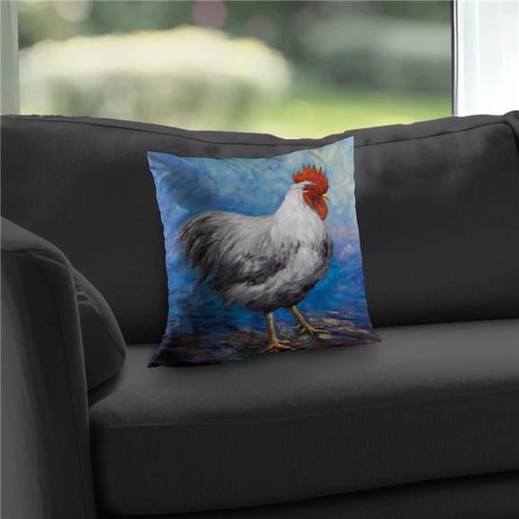 Begin Home Decor C1PC1414ERABJC 14 x 14 in. Grey Rooster Kitchen Farm Animals Throw - Poly Twill Decor