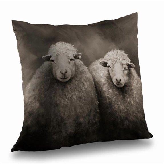 Begin Home Decor C1PC1414L8DG45 14 x 14 in. Sheep Sepia - Rustic Poly Twill Throw for Home Decor