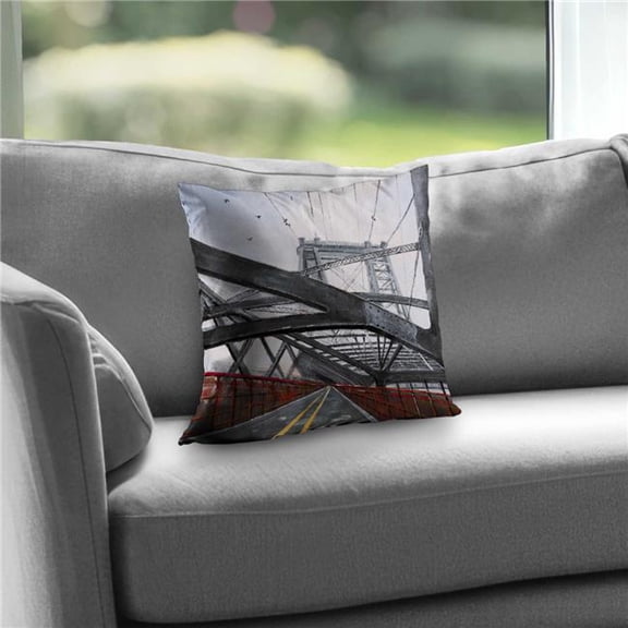 Begin Home Decor C1PC1414N5UK9R 14 x 14 in. Bridge Architecture - Poly Twill Throw for Stylish Home
