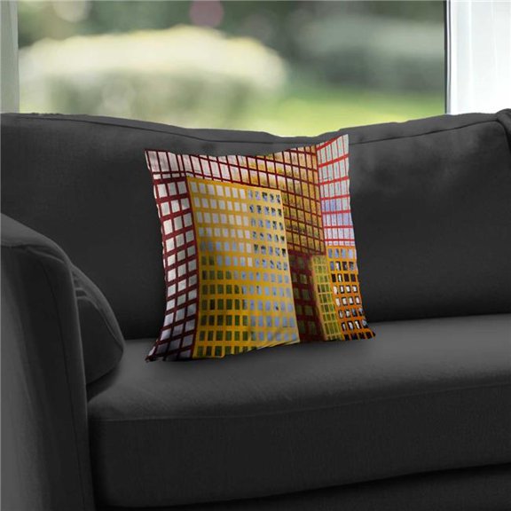 Begin Home Decor C1PC1414P25ONZ 14 x 14 in. Skyscrapers Building Architecture Throw - Poly Twill Decor