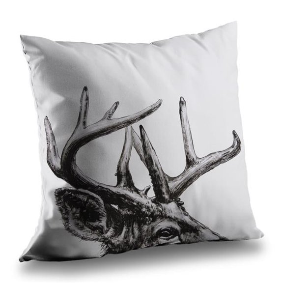 Begin Home Decor C1PC1414Q5OTBO 14 x 14 in. Roe Deer Plume - Rustic Animals Poly Twill Throw for Home Decor