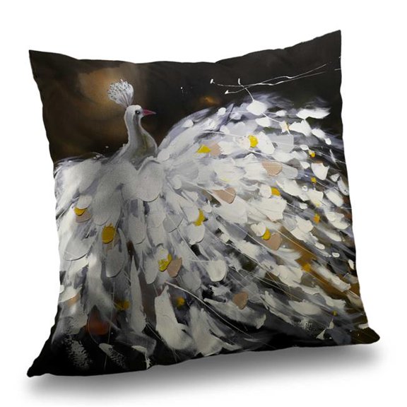 Begin Home Decor C1PC1414Q942Q3 14 x 14 in. Abstract Peacock - Brown Contemporary Poly Twill Throw