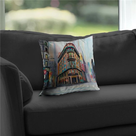 Begin Home Decor C1PC1414R22OFG 14 x 14 in. Building Architecture in York - Contemporary Poly Throw