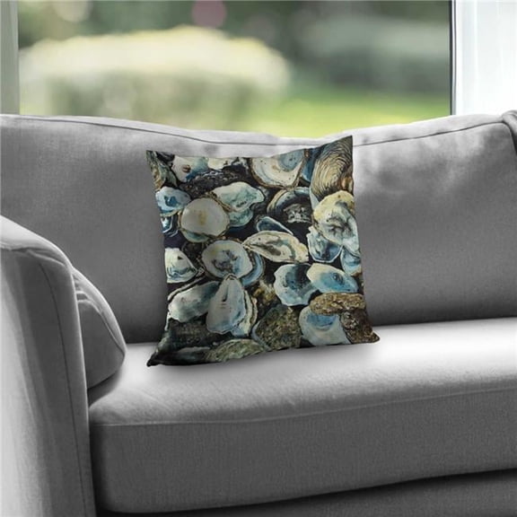 Begin Home Decor C1PC1414RWD8AD 14 x 14 in. Oyster Shells Poly Twill Throw - Aquatic Animal Home Decor