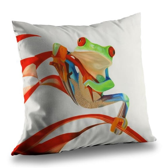 Begin Home Decor C1PT14141PCVNK 14 x 14 in. Red-Eyed Frog Blue Exotic Poly Twill Throw Pillow - Home Decor
