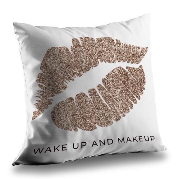 Begin Home Decor C1PT14144IXFG5 14 x 14 in. Wake Up & Makeup Retro Gold Poly Twill Throw Pillow - Home Decor
