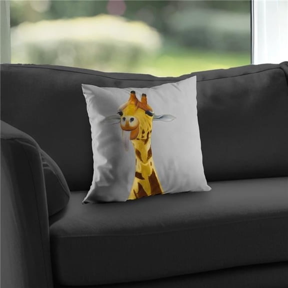 Begin Home Decor C1PT141490PTTW 14 x 14 in. Funny Giraffe Face - Wildlife Poly Twill Throw Pillow - Decor