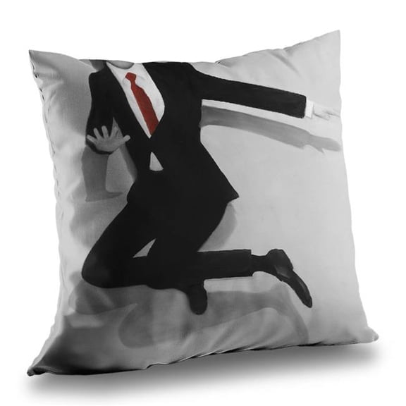 Begin Home Decor C1PT14149EE8LC 14 x 14 in. Classical Jumping Man Throw Pillow - Livingroom Fashion Decor