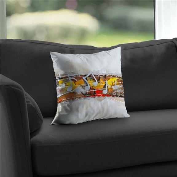 Begin Home Decor C1PT14149ZJZPX 14 x 14 in. Harmony Yellow Musical Poly Twill Throw Pillow - Home Decor