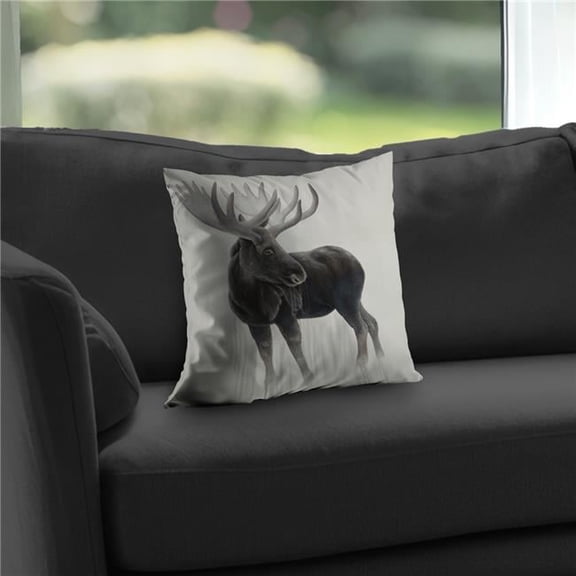 Begin Home Decor C1PT1414COSLMX 14 x 14 in. Bull Moose Deer Rustic Poly Twill Throw Pillow - Home Decor