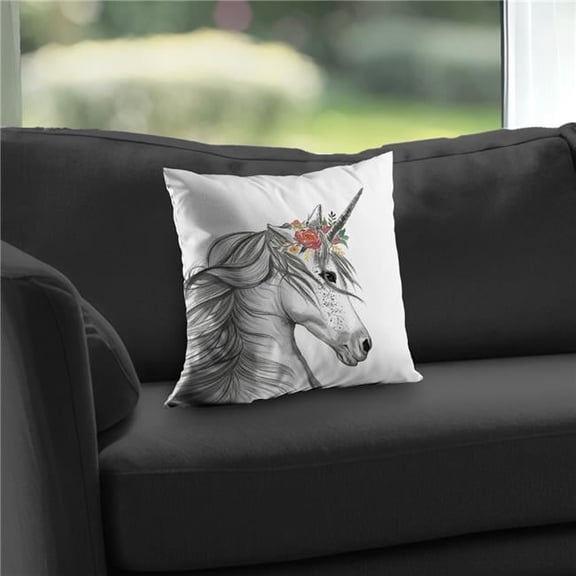 Begin Home Decor C1PT1414CS4MVI 14 x 14 in. Magic Unicorn Pink Bedroom Throw Pillow - Home Decor Insert