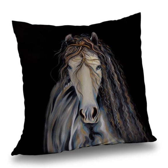 Begin Home Decor C1PT1414EQ46ZX 14 x 14 in. Abstract Horse Curly Mane Gray Western Throw Pillow - Home Decor